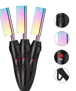 2-in-1 Gradient Hair Straightener & Curling Iron: Electric Hot Comb for Ultimate Styling