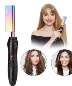 2-in-1 Gradient Hair Straightener & Curling Iron: Electric Hot Comb for Ultimate Styling