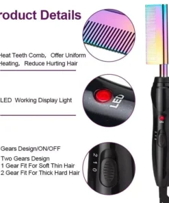 2-in-1 Gradient Hair Straightener & Curling Iron: Electric Hot Comb for Ultimate Styling