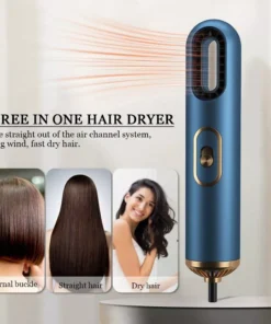 Compact 3-in-1 Anion Hair Dryer with Straightening Comb and Overheat Protection