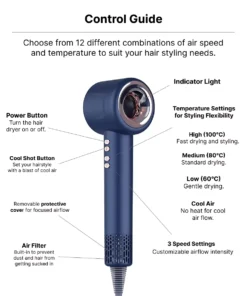 220V Leafless Personal Hair Dryer with Negative Ion Styling Tool