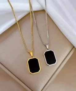 Geometric Gold-Color Square Pendant Necklace