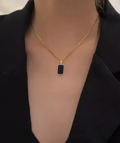Geometric Gold-Color Square Pendant Necklace