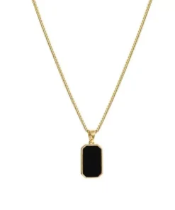 Geometric Gold-Color Square Pendant Necklace