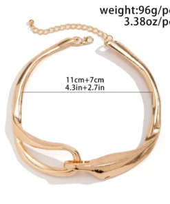 Gold Chunky Metal Buckle Choker Necklace