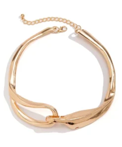 Gold Chunky Metal Buckle Choker Necklace