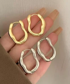 Luxurious Stainless Steel Geometric Hoop Earrings for Women