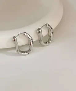Luxurious Stainless Steel Geometric Hoop Earrings for Women