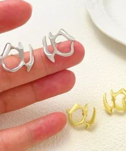 Liquid Metal Silver Irregular Stud Earrings