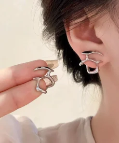 Liquid Metal Silver Irregular Stud Earrings