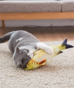 Interactive 3D Plush Fish Toy for Cats