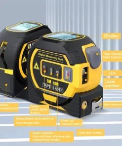 Multi-Function Laser Distance Meter with 5m Tape Measure and Cross-Marking