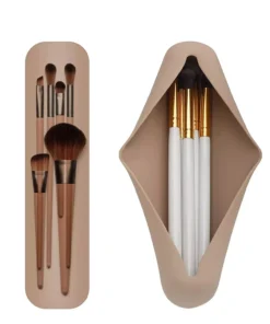 Sleek Silicone Makeup Brush Organizer – Compact Travel Pouch for Cosmetics