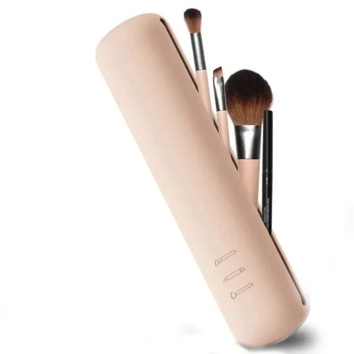 Sleek Silicone Makeup Brush Organizer – Compact Travel Pouch for Cosmetics