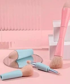 4-in-1 Multifunctional Detachable Makeup Brush Set – Portable Beauty Tools