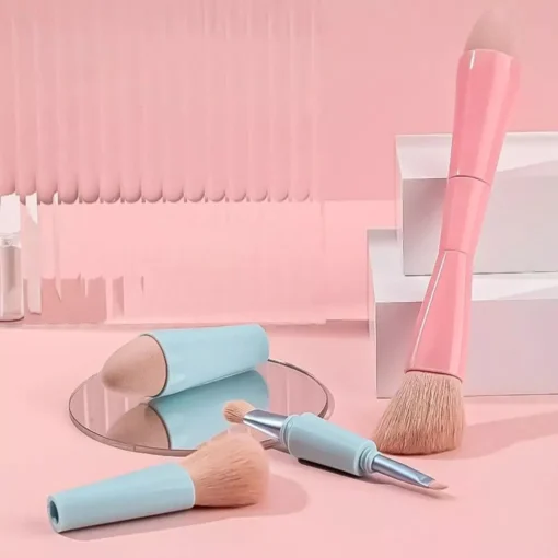 4-in-1 Multifunctional Detachable Makeup Brush Set – Portable Beauty Tools