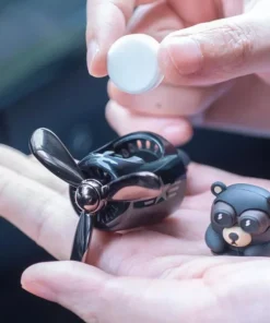 Refreshing Pilot Bear Car Air Freshener with Rotating Propeller – Lemon Scent