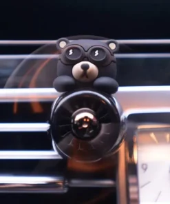 Refreshing Pilot Bear Car Air Freshener with Rotating Propeller – Lemon Scent