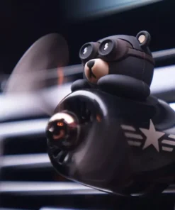 Refreshing Pilot Bear Car Air Freshener with Rotating Propeller – Lemon Scent