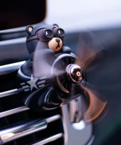 Refreshing Pilot Bear Car Air Freshener with Rotating Propeller – Lemon Scent