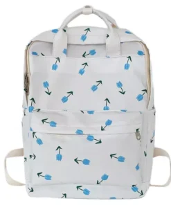 Tulip Print College-Style Backpack for Women
