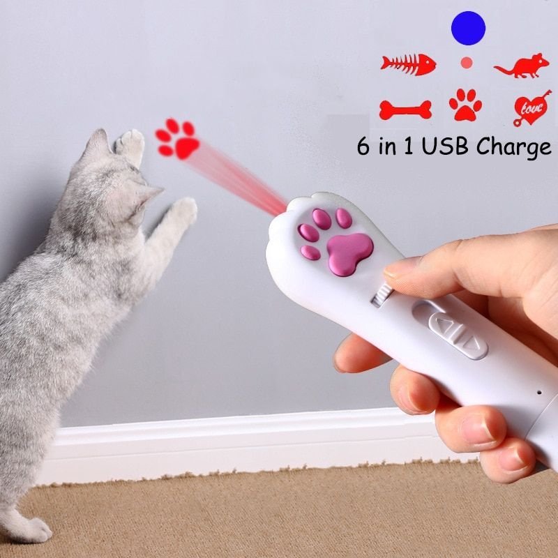 Portable 6-in-1 Rechargeable Pet Laser Pointer Toy