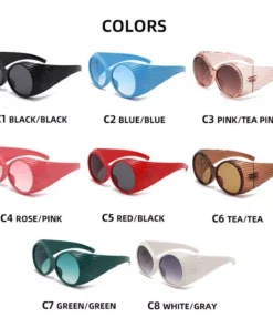 Trendy Oversized Y2K Circular Sunglasses for Women – UV400 Vintage Punk Style