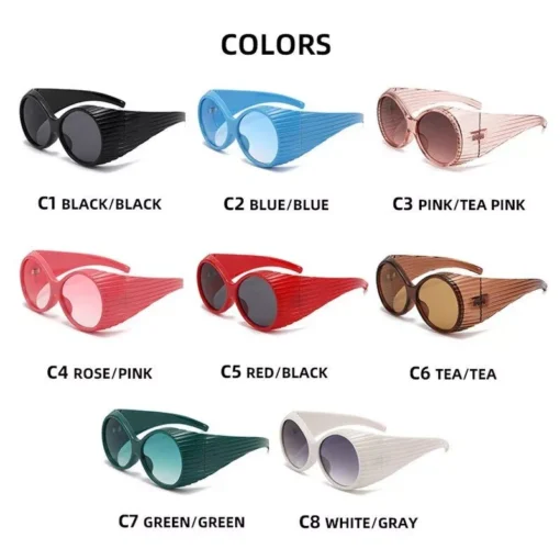 Trendy Oversized Y2K Circular Sunglasses for Women – UV400 Vintage Punk Style