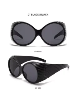 Trendy Oversized Y2K Circular Sunglasses for Women – UV400 Vintage Punk Style