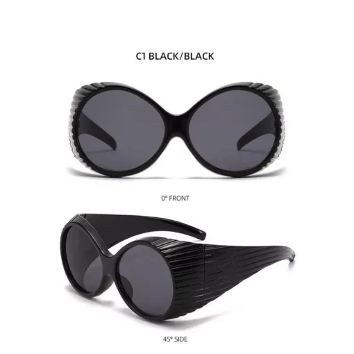 Trendy Oversized Y2K Circular Sunglasses for Women – UV400 Vintage Punk Style