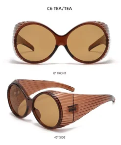Trendy Oversized Y2K Circular Sunglasses for Women – UV400 Vintage Punk Style