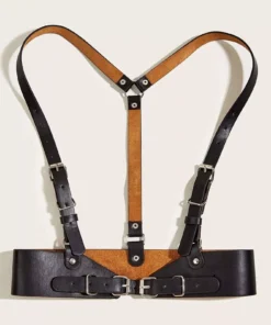 Stylish Korean Black Leather Harness Belt