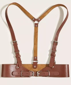 Stylish Korean Black Leather Harness Belt