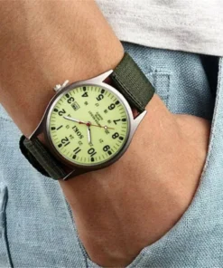 Luxury Military-Inspired Sports Quartz Wristwatch with Luminous Hands and Calendar