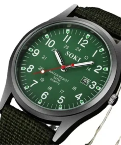 Luxury Military-Inspired Sports Quartz Wristwatch with Luminous Hands and Calendar