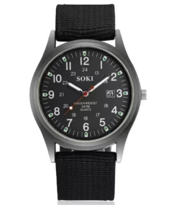 Luxury Military-Inspired Sports Quartz Wristwatch with Luminous Hands and Calendar