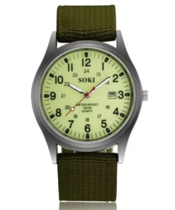 Luxury Military-Inspired Sports Quartz Wristwatch with Luminous Hands and Calendar