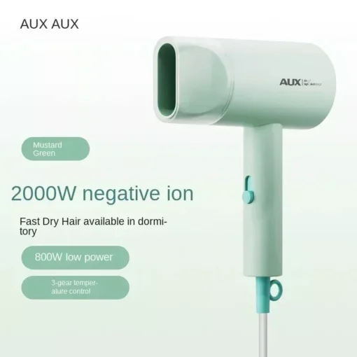 Mini 800W Hair Dryer – Low Noise with Negative Ion Technology for Hair Care, Dorm-Friendly