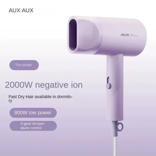 Mini 800W Hair Dryer – Low Noise with Negative Ion Technology for Hair Care, Dorm-Friendly