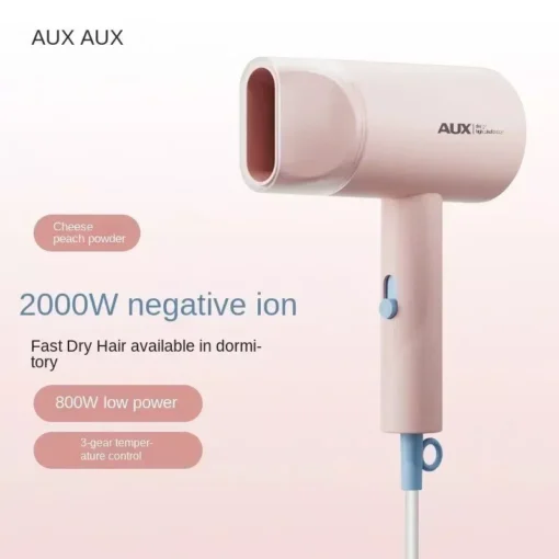 Mini 800W Hair Dryer – Low Noise with Negative Ion Technology for Hair Care, Dorm-Friendly