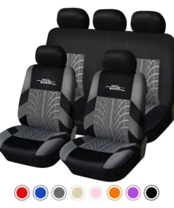 Universal Fit Embroidered Car Seat Covers with Tire Track Detail