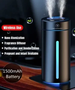 Compact 380ML Double Spray USB Car Air Humidifier and Essential Oil Diffuser with Colorful Mood Lighting
