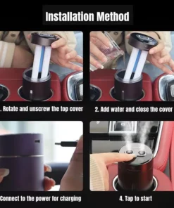 Compact 380ML Double Spray USB Car Air Humidifier and Essential Oil Diffuser with Colorful Mood Lighting