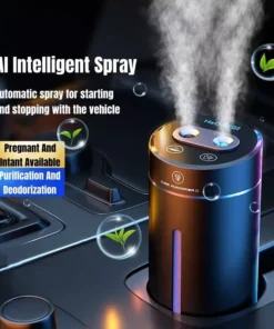 Compact 380ML Double Spray USB Car Air Humidifier and Essential Oil Diffuser with Colorful Mood Lighting