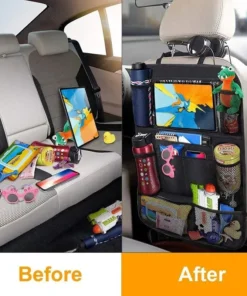 Car Backseat Protector with Touchscreen Tablet Holder & 9 Pockets