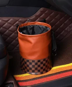Luxurious Leather Car Trash Can: Foldable & Hanging Design