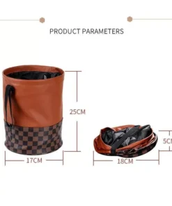 Luxurious Leather Car Trash Can: Foldable & Hanging Design