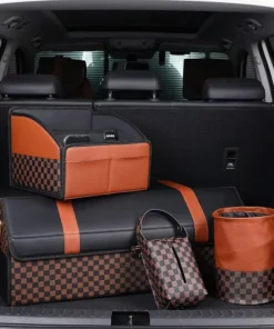 Luxurious Leather Car Trash Can: Foldable & Hanging Design