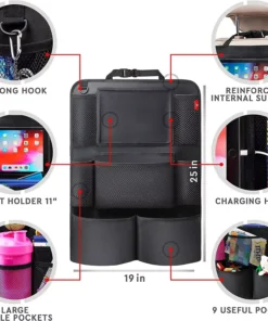 Backseat Organizer with Touchscreen Tablet Holder & Kick Mat Protector