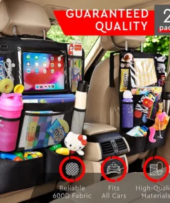 Backseat Organizer with Touchscreen Tablet Holder & Kick Mat Protector